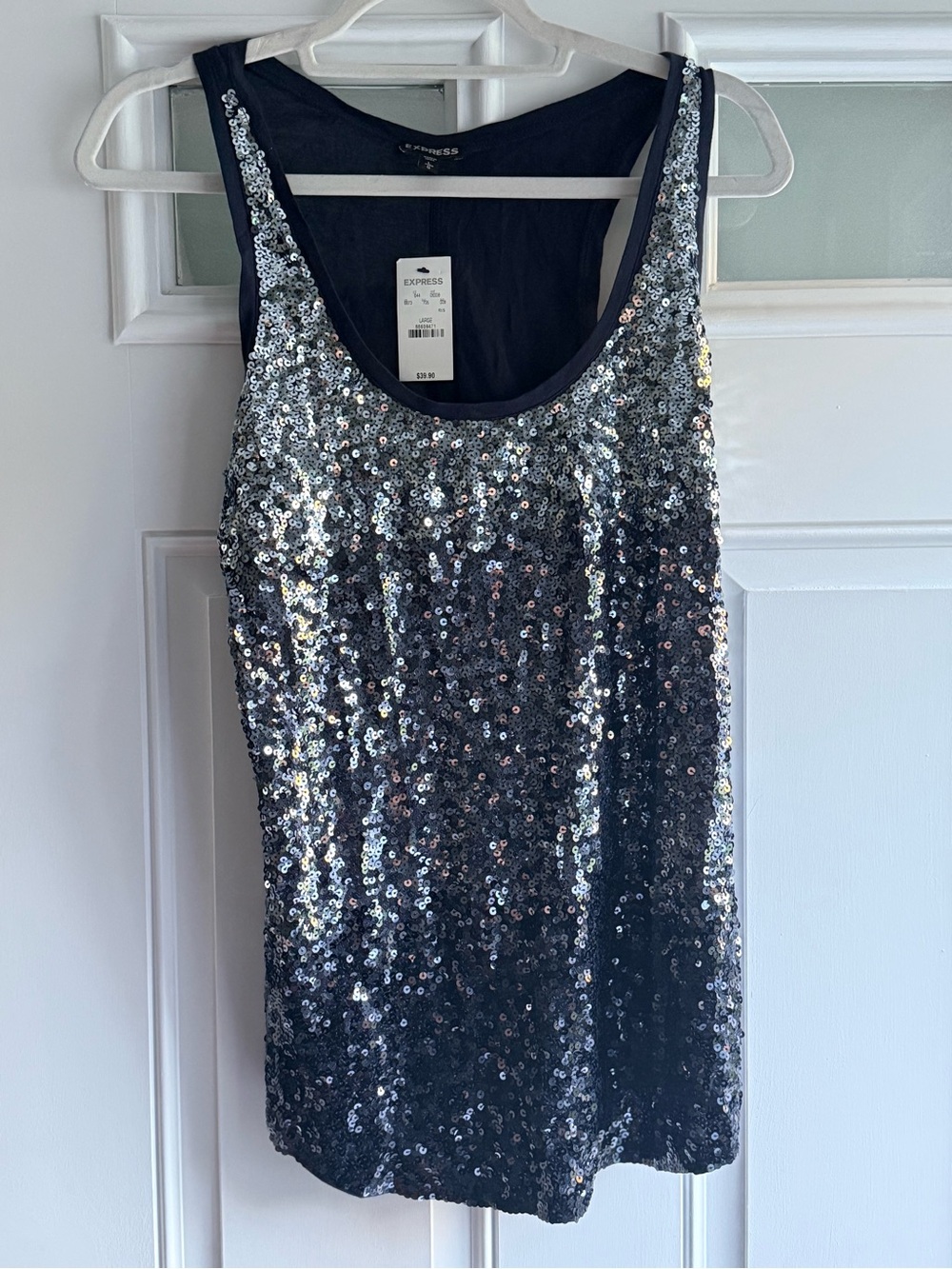 Express Navy Sequin Tank Top